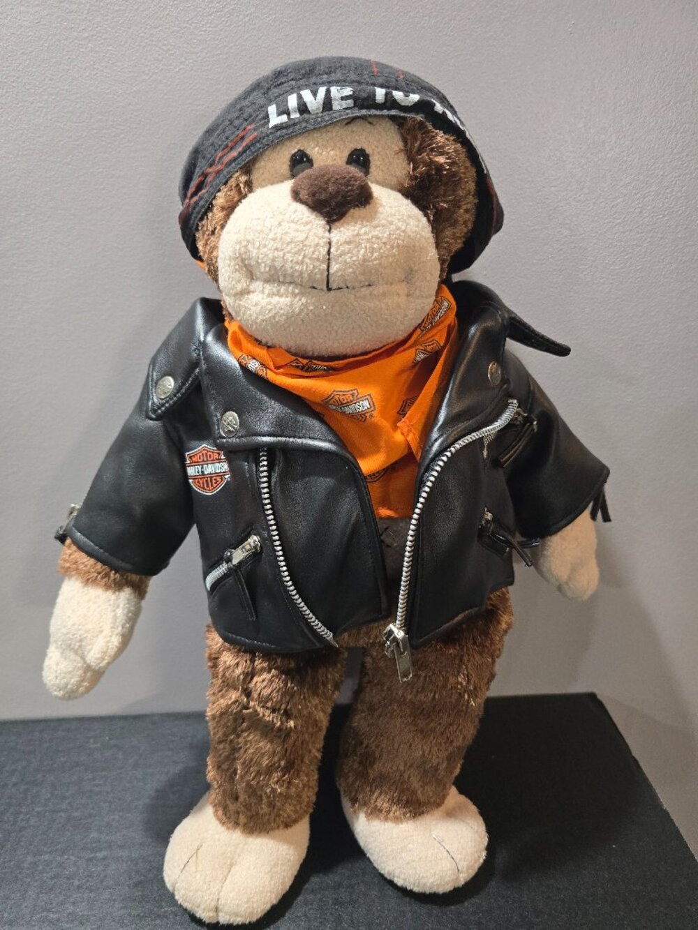Harley Davidson Build A Bear Monkey (Retired) w/Leather Jacket Bandana